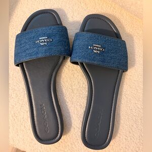 Coach Blue Denim Slide Sandals